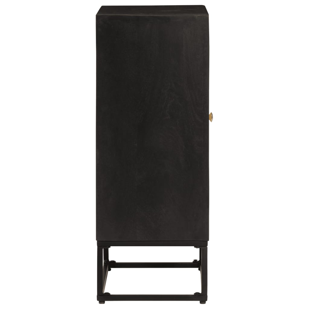 Nachttisch Schwarz 40x30x50 cm Massivholz Mango und Eisen