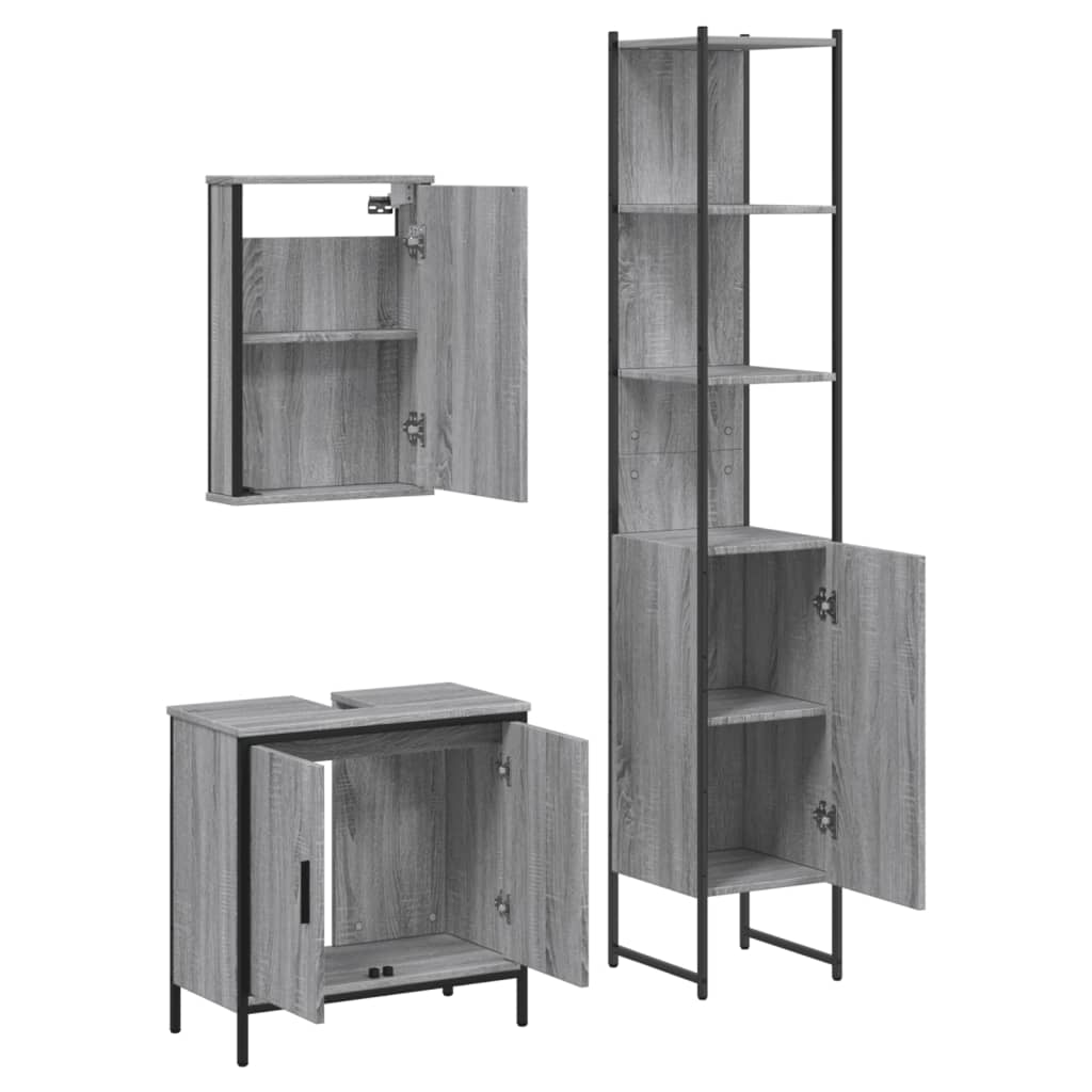 3-tlg. Badmöbel-Set Räuchereiche Holzwerkstoff
