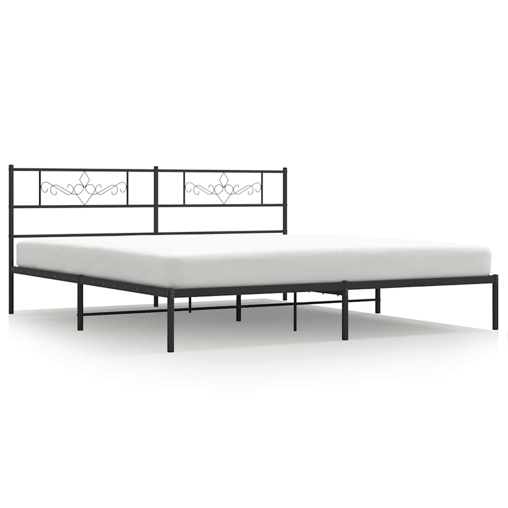 Bettgestell mit Kopfteil Metall Schwarz 100x190 cm