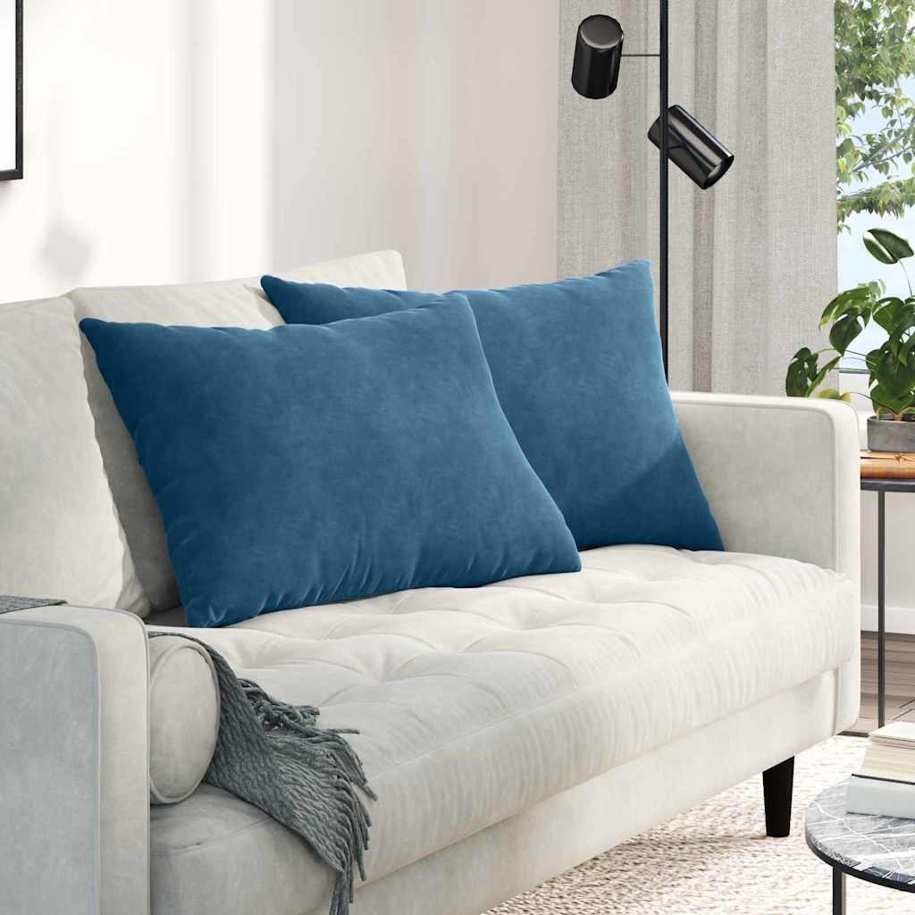 Sofakissen 2 Stück Blau 50 x 30 cm Cordstoff