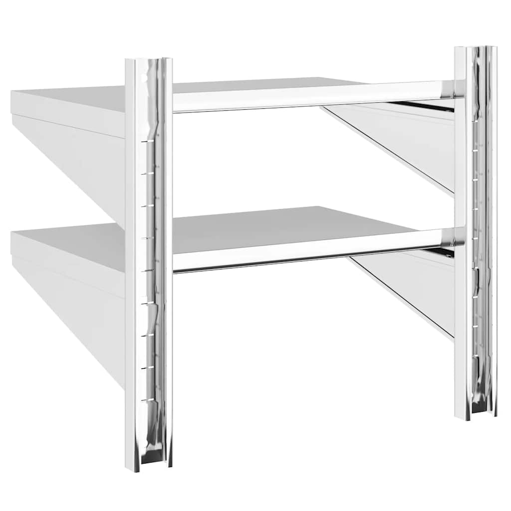 Wandregal mit 2 Böden 100x40x60 cm Silbern Edelstahl