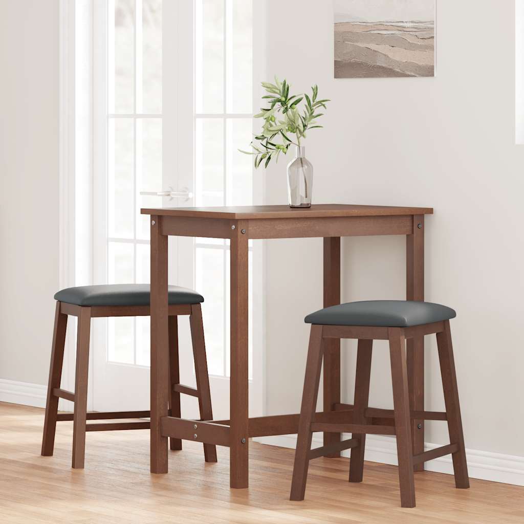 Barstühle mit Kissen 2 Stk. Braun Massivholz Gummibaum