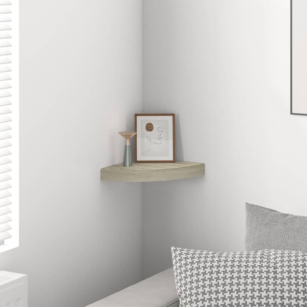 Schwebende Eckregale 2 Stk. Hochglanz-Weiß 25x25x3,8 cm MDF