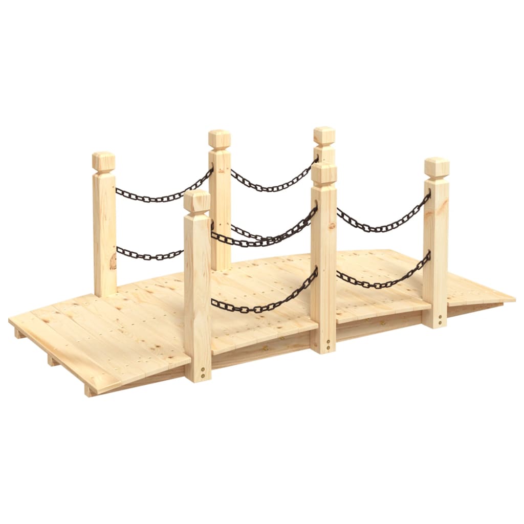 Gartenbrücke mit Geländer 150x67x56 cm Massivholz Fichte