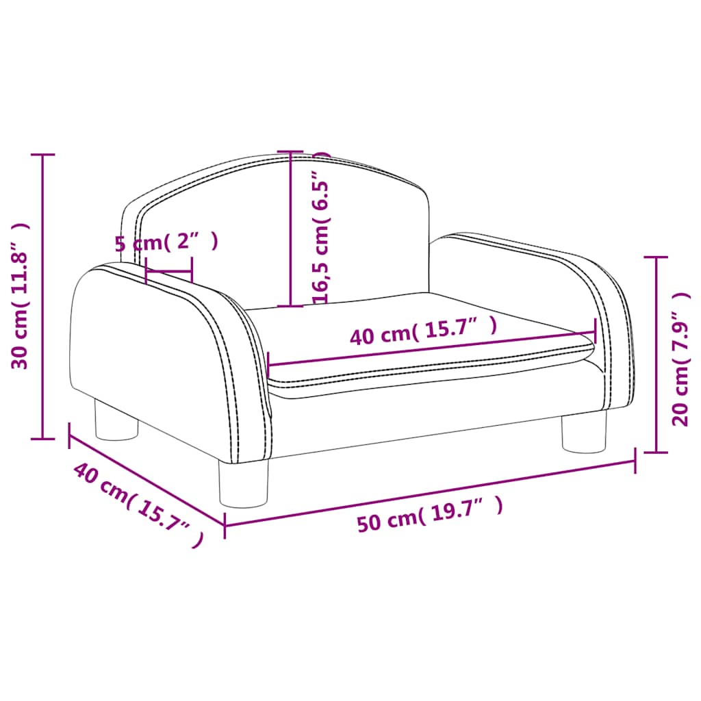 Kindersofa Schwarz 70x45x30 cm Kunstleder