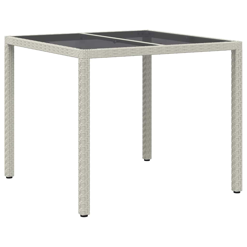 Gartentisch 150x90x75 cm Hartglas und Poly Rattan Grau