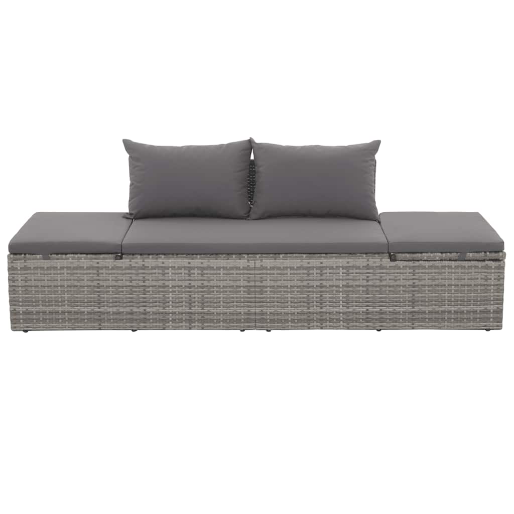 Gartenbett Schwarz 195×60 cm Poly Rattan
