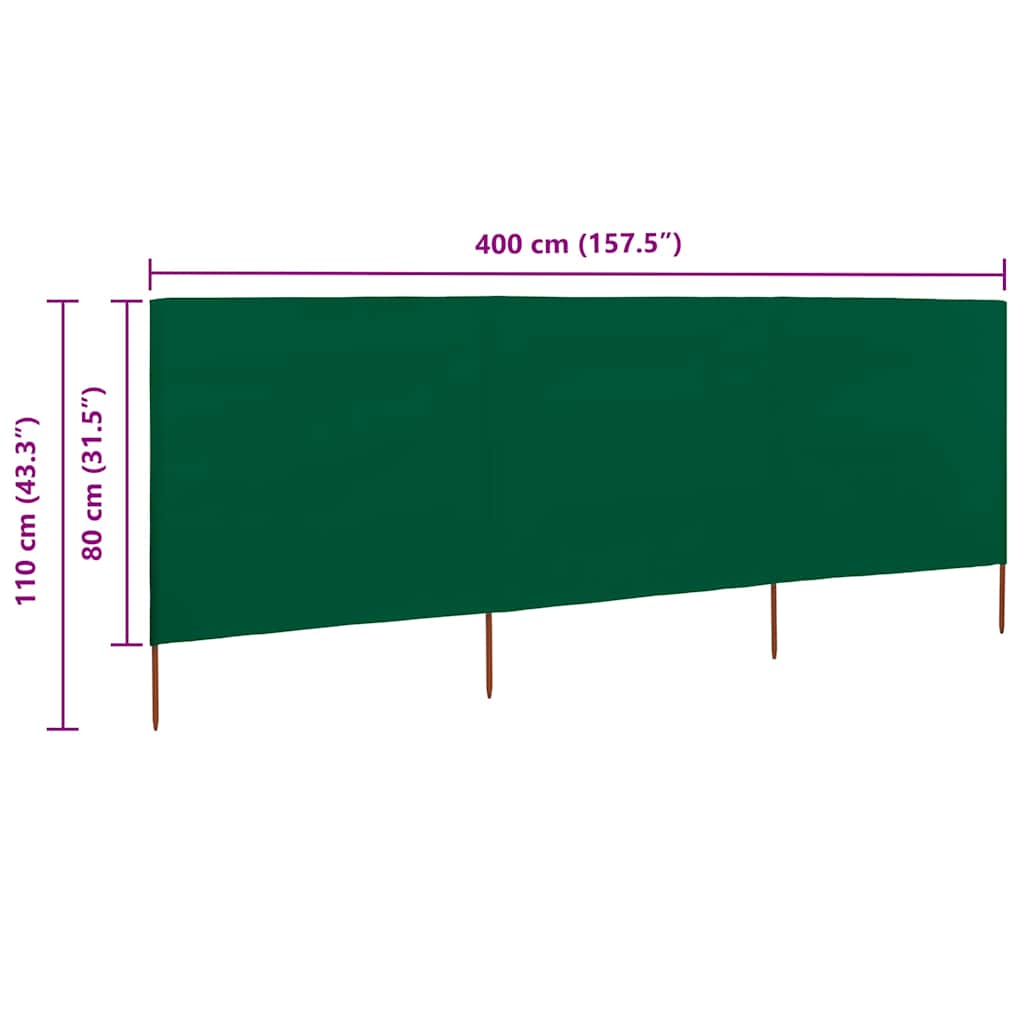 3-teiliges Windschutzgewebe 400 x 120 cm Weiß