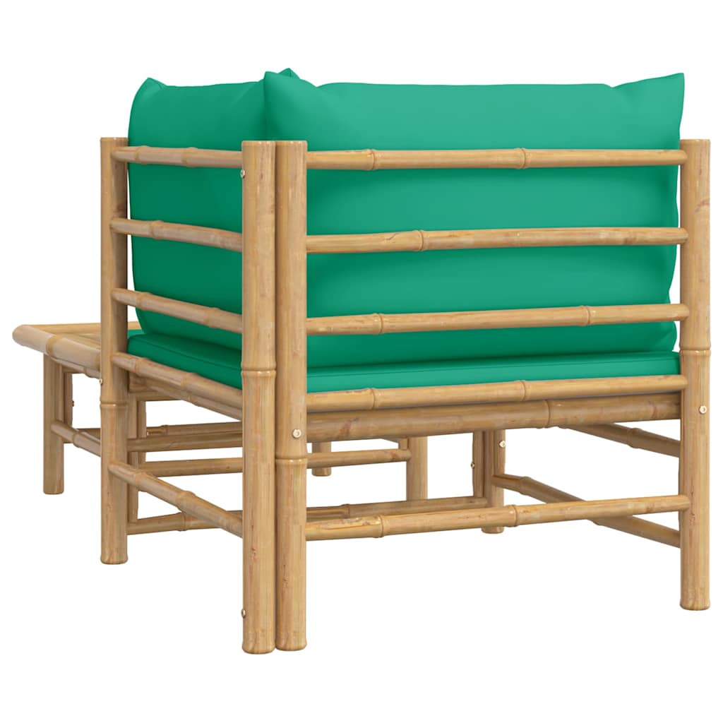 3-tlg. Garten-Lounge-Set mit Hellgrauen Kissen Bambus