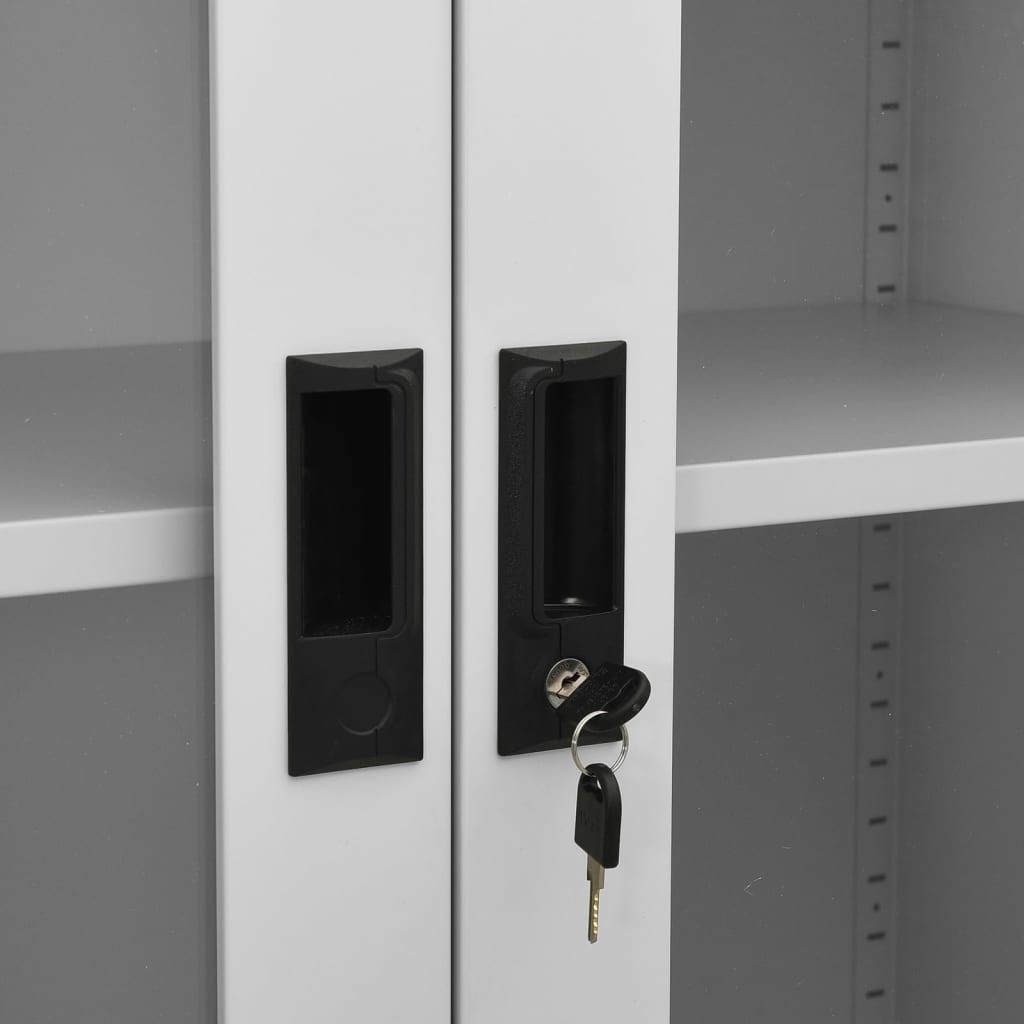 Büroschrank Weiß 90x40x180 cm Stahl und Hartglas
