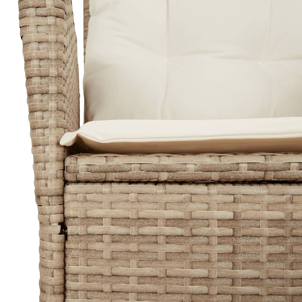 Gartensessel Verstellbar mit Kissen Schwarz Poly Rattan
