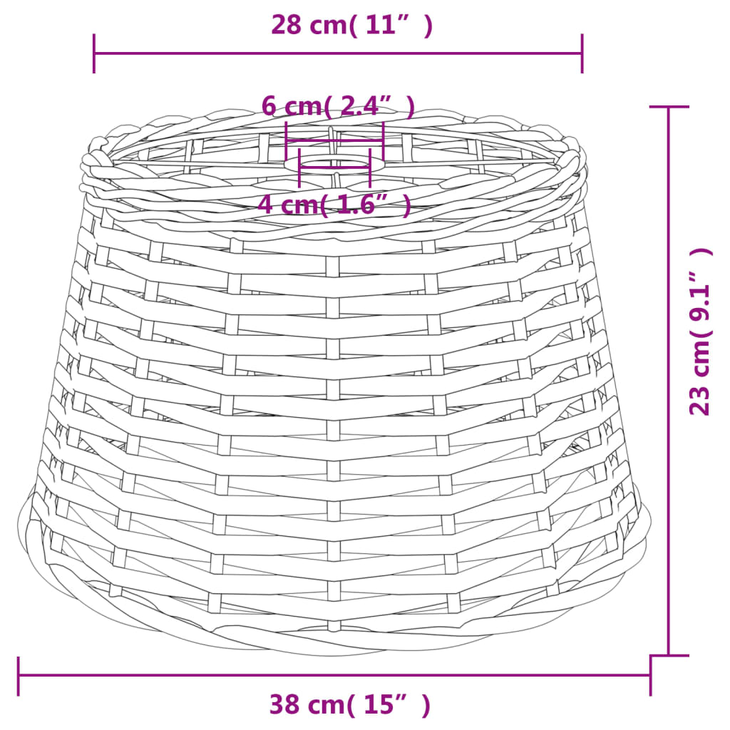 Lampenschirm Weiß Ø15x12 cm Korbweide
