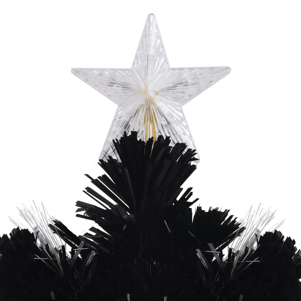 Weihnachtsbaum mit LED-Schneeflocken Schwarz 120 cm Fiberoptik
