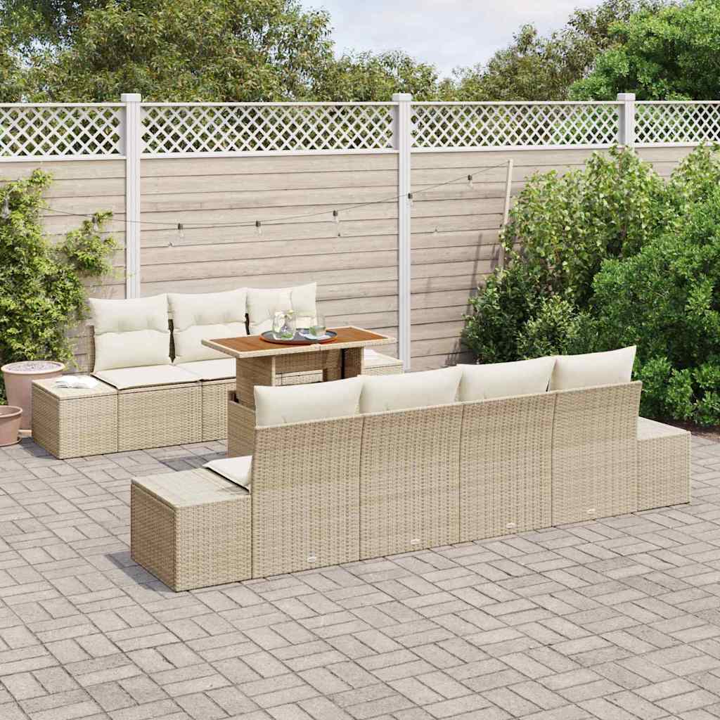 Garten Essgruppe mit Kissen 8 pcs Schwarz und Creme