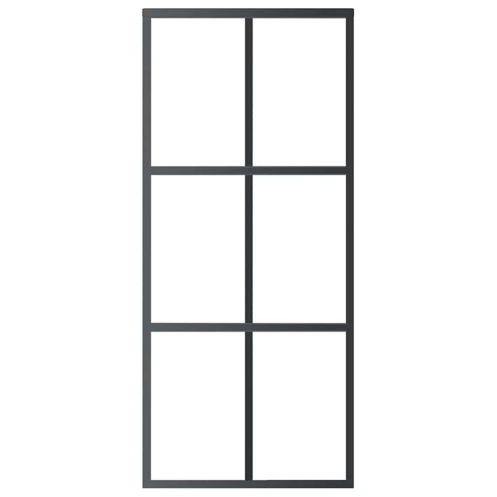 Schiebetür 3-teilig ESG-Glas und Aluminium 76x205 cm Schwarz