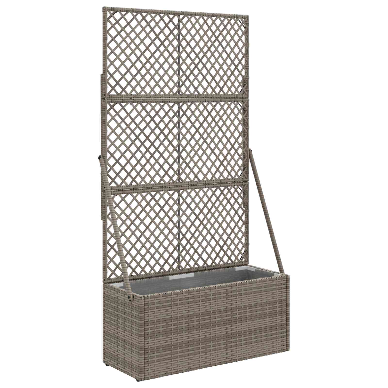 Gartenpflanzer mit Gitter Grau 35 x 30 x 135 cm Poly-Rattan