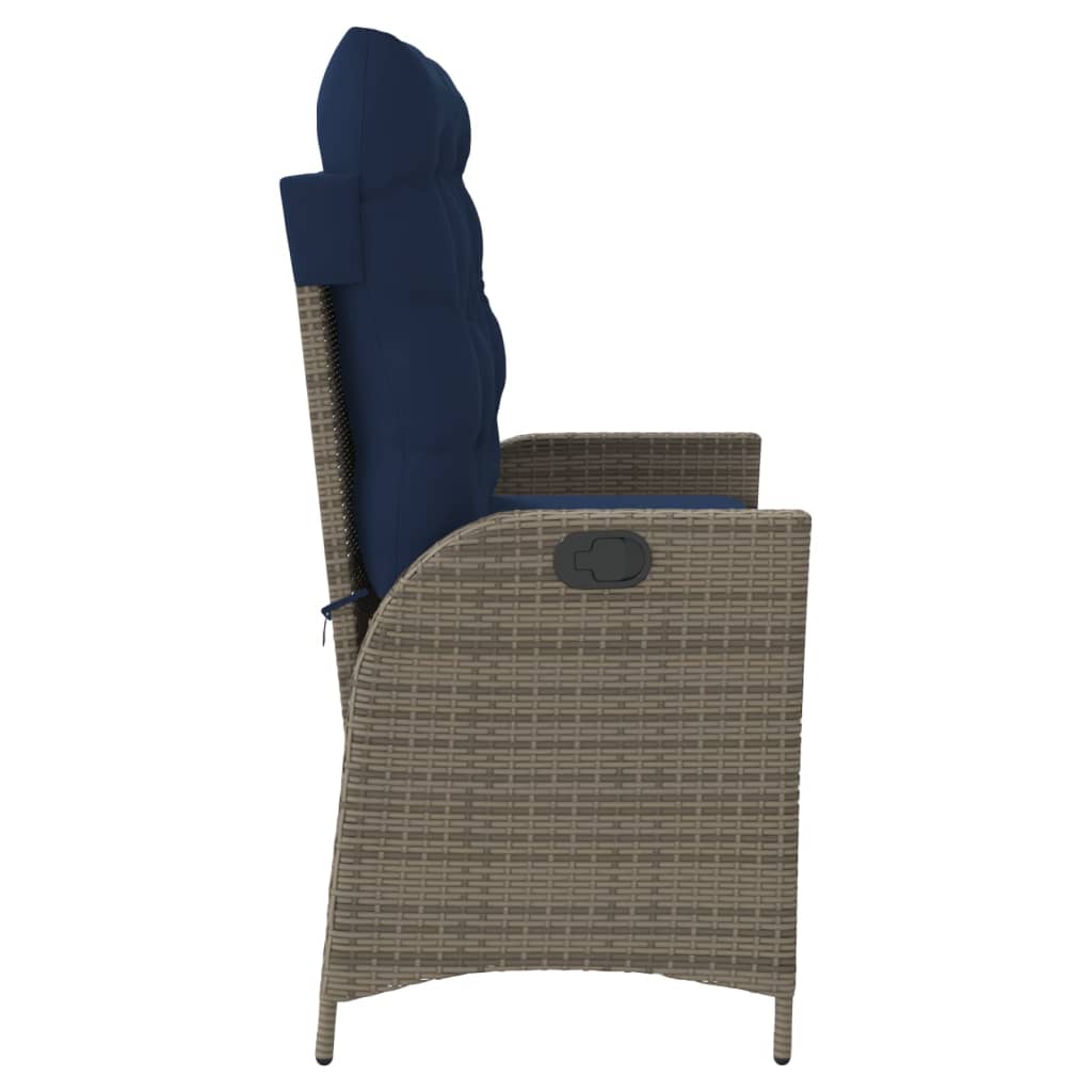 Gartenbank Verstellbar mit Kissen Braun Poly Rattan