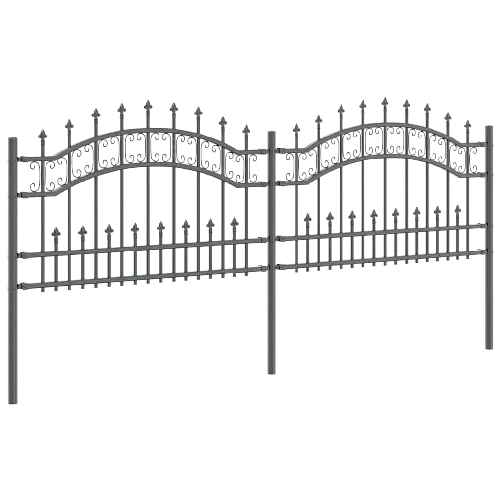 Gartenzaun KAMPEN mit Speerspitze Schwarz 240 x 75 cm Stahl