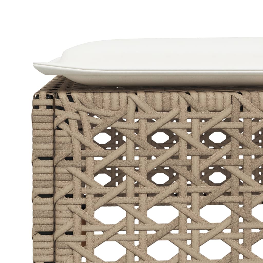 Gartenhocker mit Kissen Schwarz 63,5x56x32 cm Poly Rattan