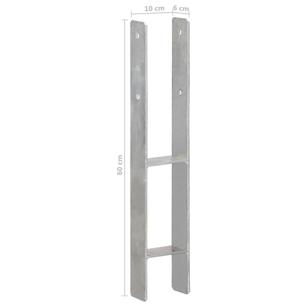 Pfostenträger 6 Stk. Silbern 7×6×60 cm Verzinkter Stahl