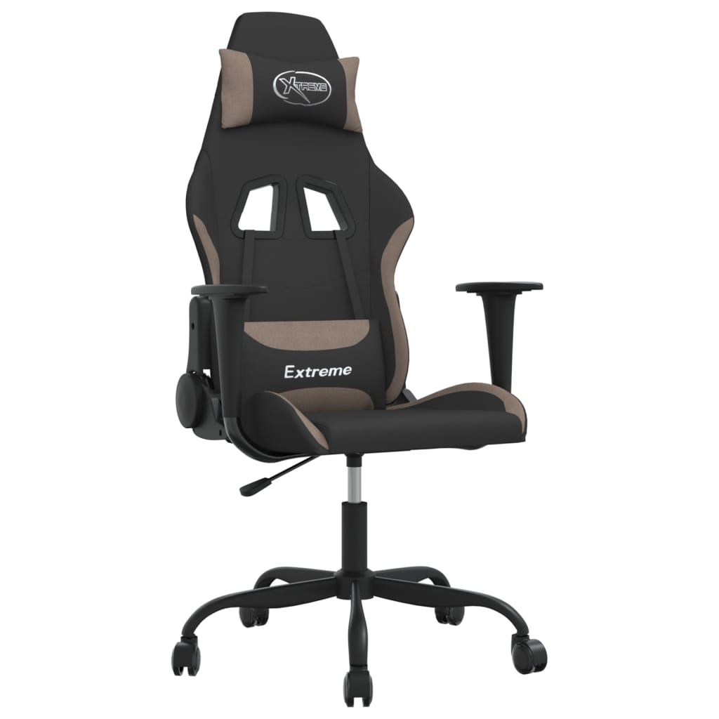Gaming-Stuhl mit Massagefunktion Schwarz und Creme Stoff