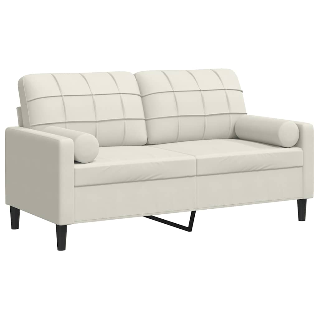 2-Sitzer-Sofa mit Zierkissen Hellgrau 120 cm Samt