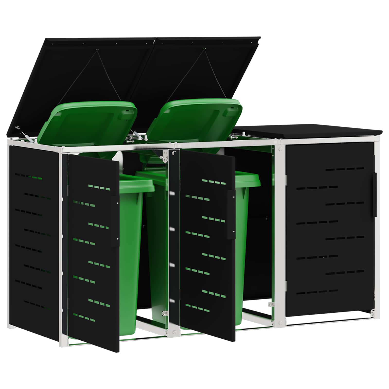 Mülltonnenbox for 2 Bins 240L Edelstahl Schwarz