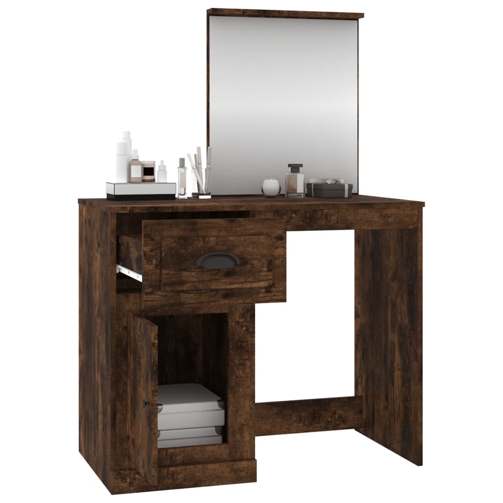 Schminktisch mit Spiegel Weiß 90x50x132,5 cm Holzwerkstoff