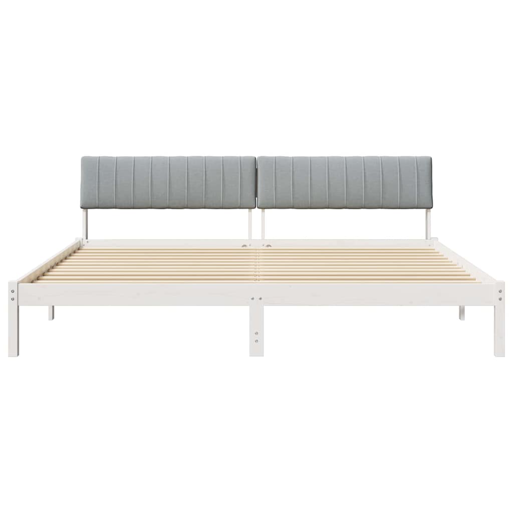 Bettgestell Braun und hellgrau 200 x 200 cm Massivholz Kiefer