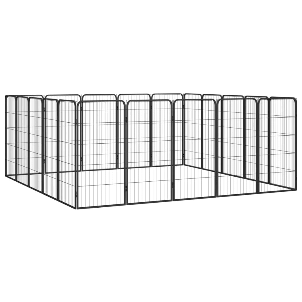 4-tlg. Hundelaufstall Schwarz 50x100cm Stahl Pulverbeschichtung