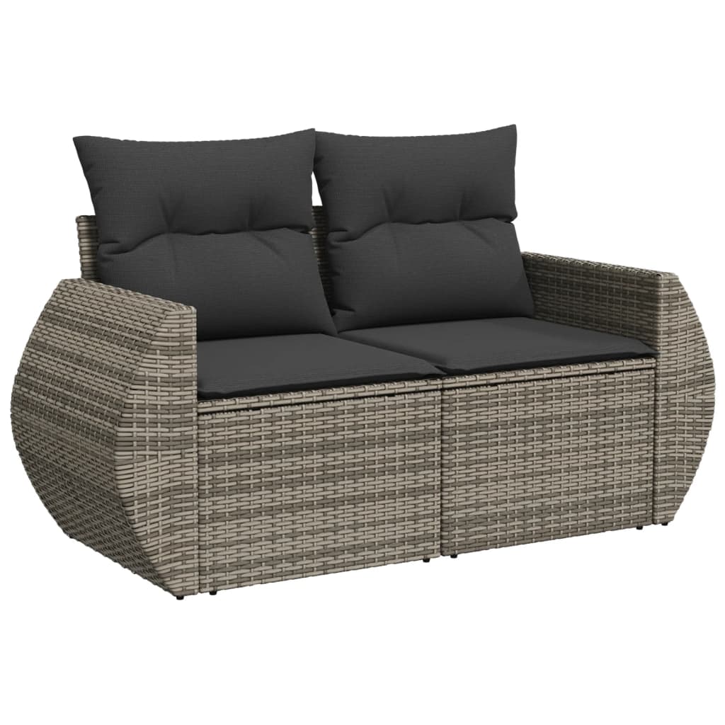 10-tlg. Garten-Sofagarnitur mit Kissen Schwarz Poly Rattan