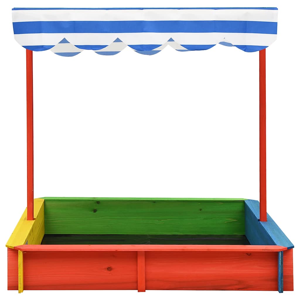 Sandkasten mit Verstellbarem Dach Tannenholz 115x115x115 cm