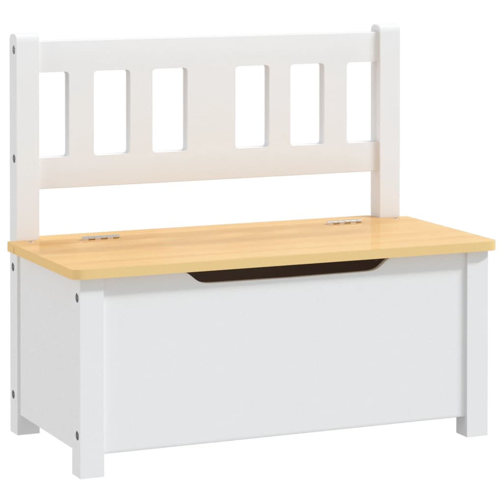 Kinderbank mit Stauraum Weiß und Grau 60x30x55 cm MDF