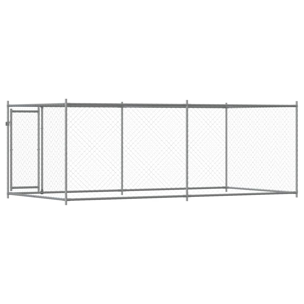Hundezwinger mit Tür Grau 2x2x1,5 m Verzinkter Stahl