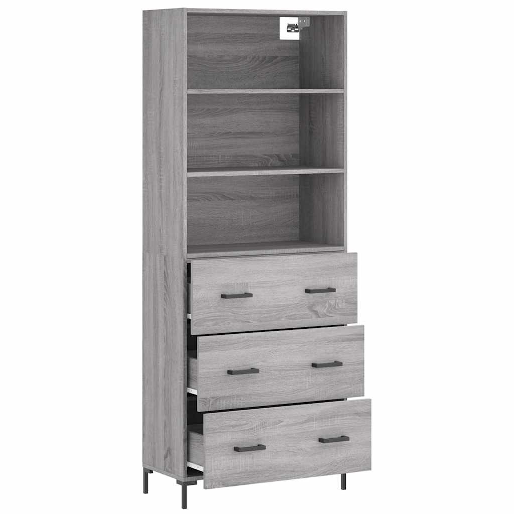 Highboard Hochglanz-Weiß 69,5x34x180 cm Holzwerkstoff