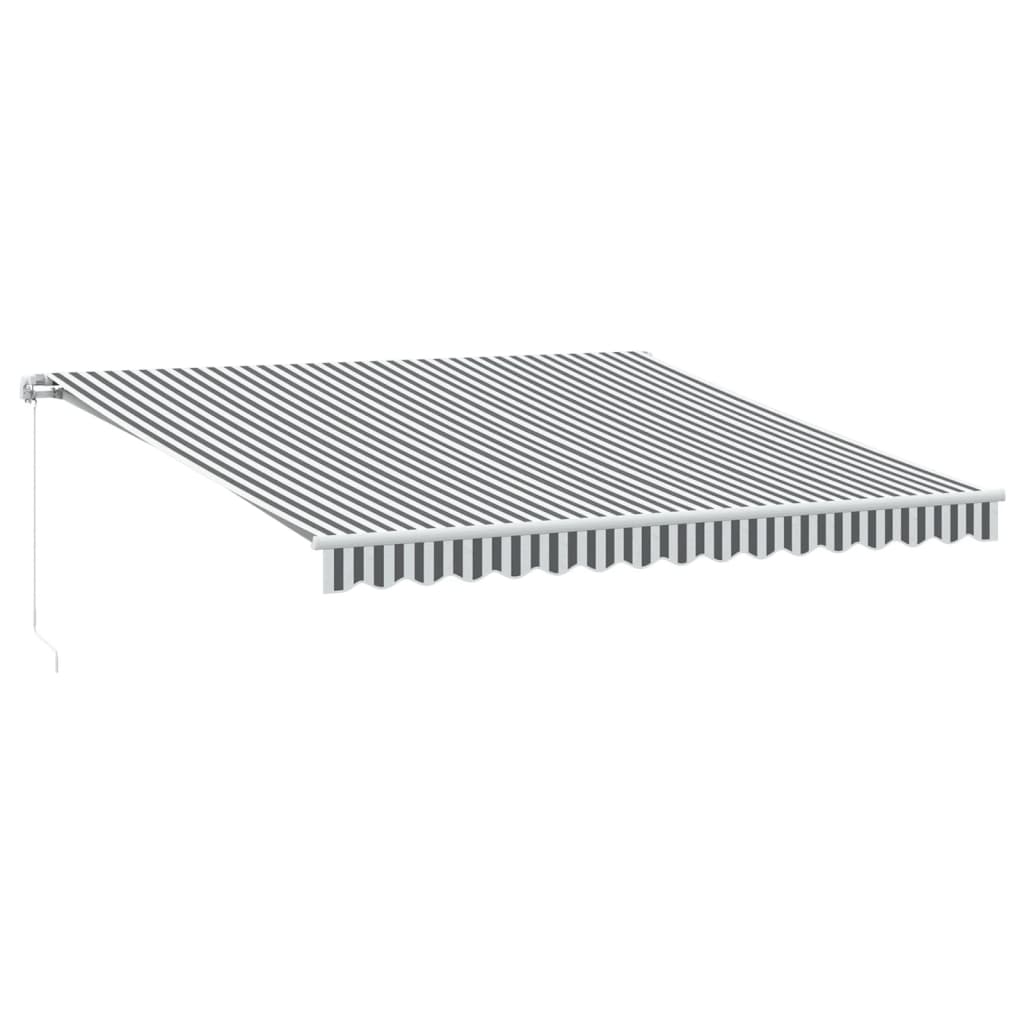 Markise Manuell Einziehbar mit LED 300x250 cm Blau und Weiß