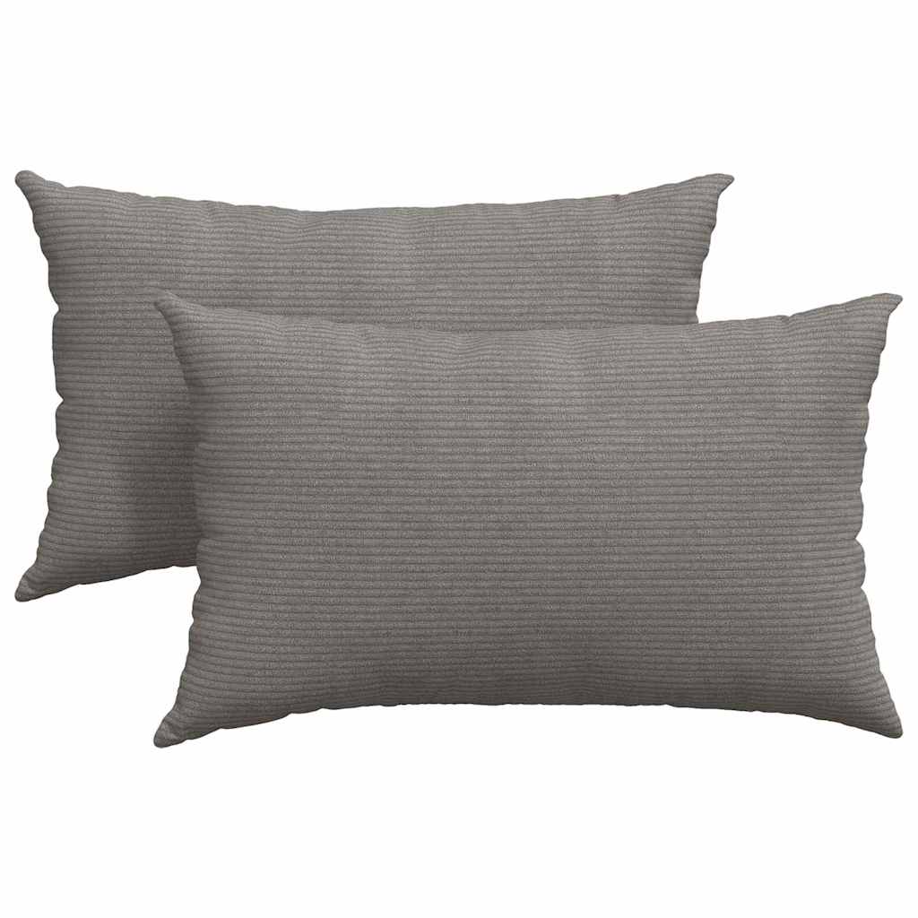 Sofakissen 2 Stück Hellgrau 50 x 30 cm Cordstoff