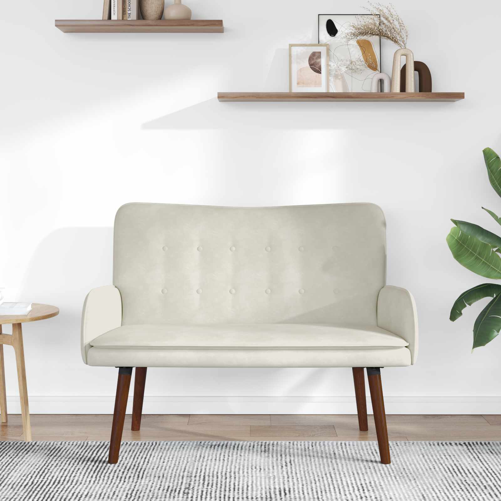 2-Sitzer Sofa Hellgrau 115 x 61 x 87 cm Samt (V)