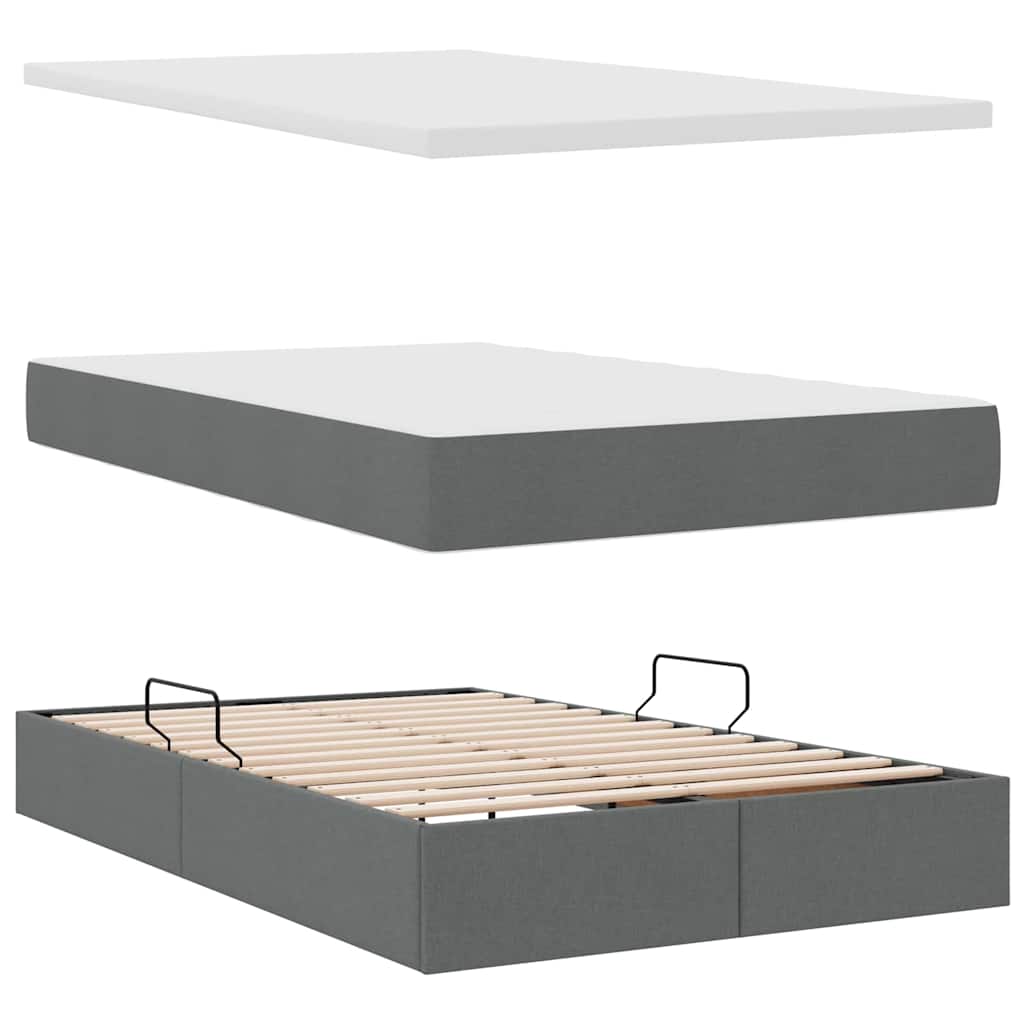 Aufbewahrungsbett mit Matratze Hellgrau 90 x 190 cm Polyester