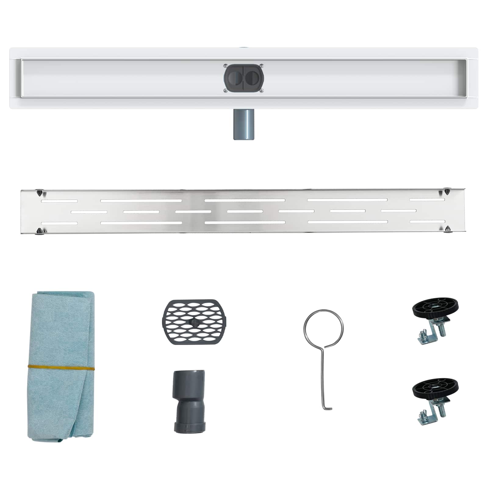 Duschabfluss mit Glashülle und 360° Siphon Schwarz 50 cm
