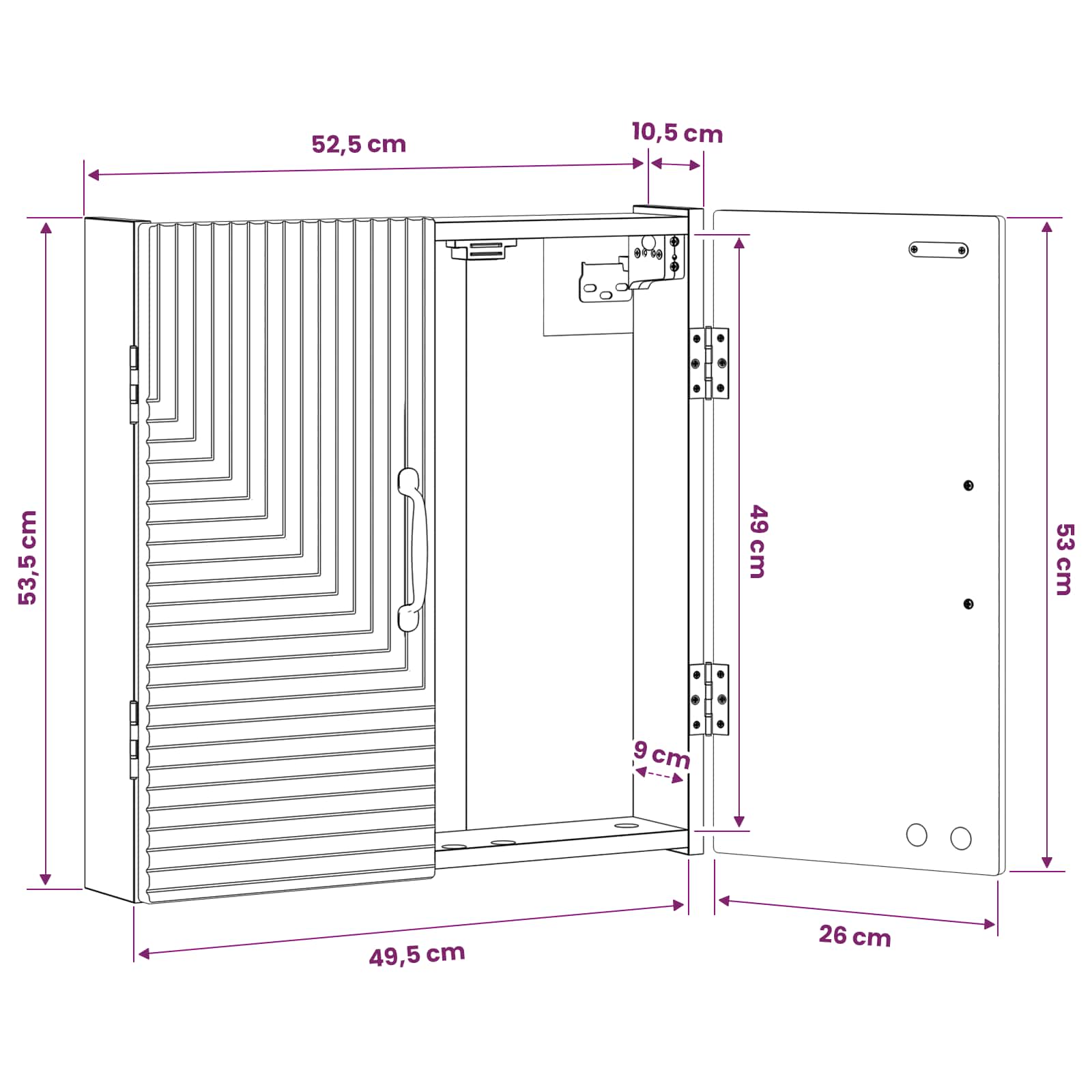 Dartboard Schrank HAARLEM Weiß 52,5 x 10,5 x 53,5 cm
