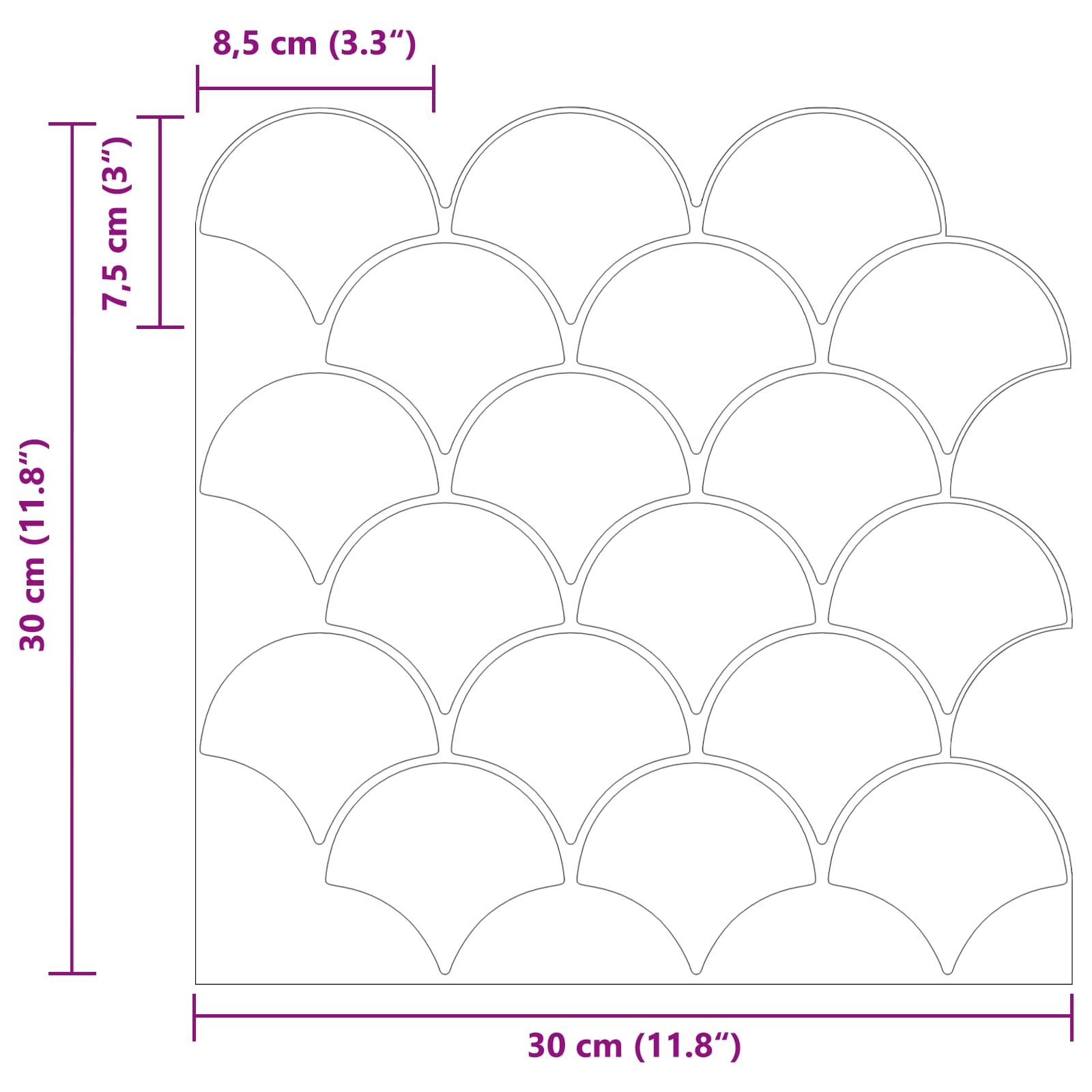 Fischschuppen Fliese 10 pcs Weiß 30 x 30 cm Polyurethan und PET