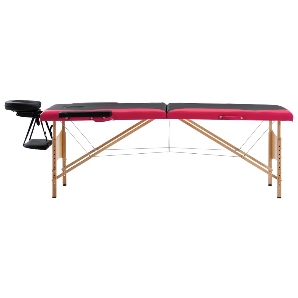 Massageliege Klappbar 2-Zonen mit Holzgestell Lila