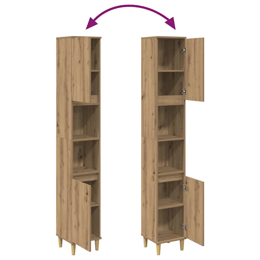 Badschrank Weiß 30x30x190 cm Holzwerkstoff
