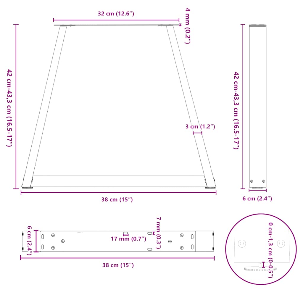 Couchtischbeine V-Form 2 Stück Schwarz 30x(30-31,3) cm Stahl