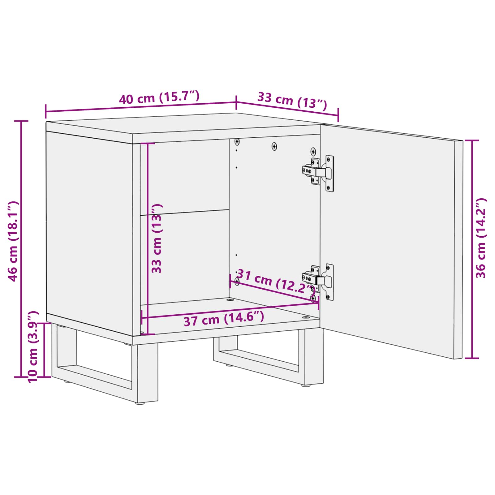 Nachttisch Braun 40 x 33 x 46 cm Massivholz Mango