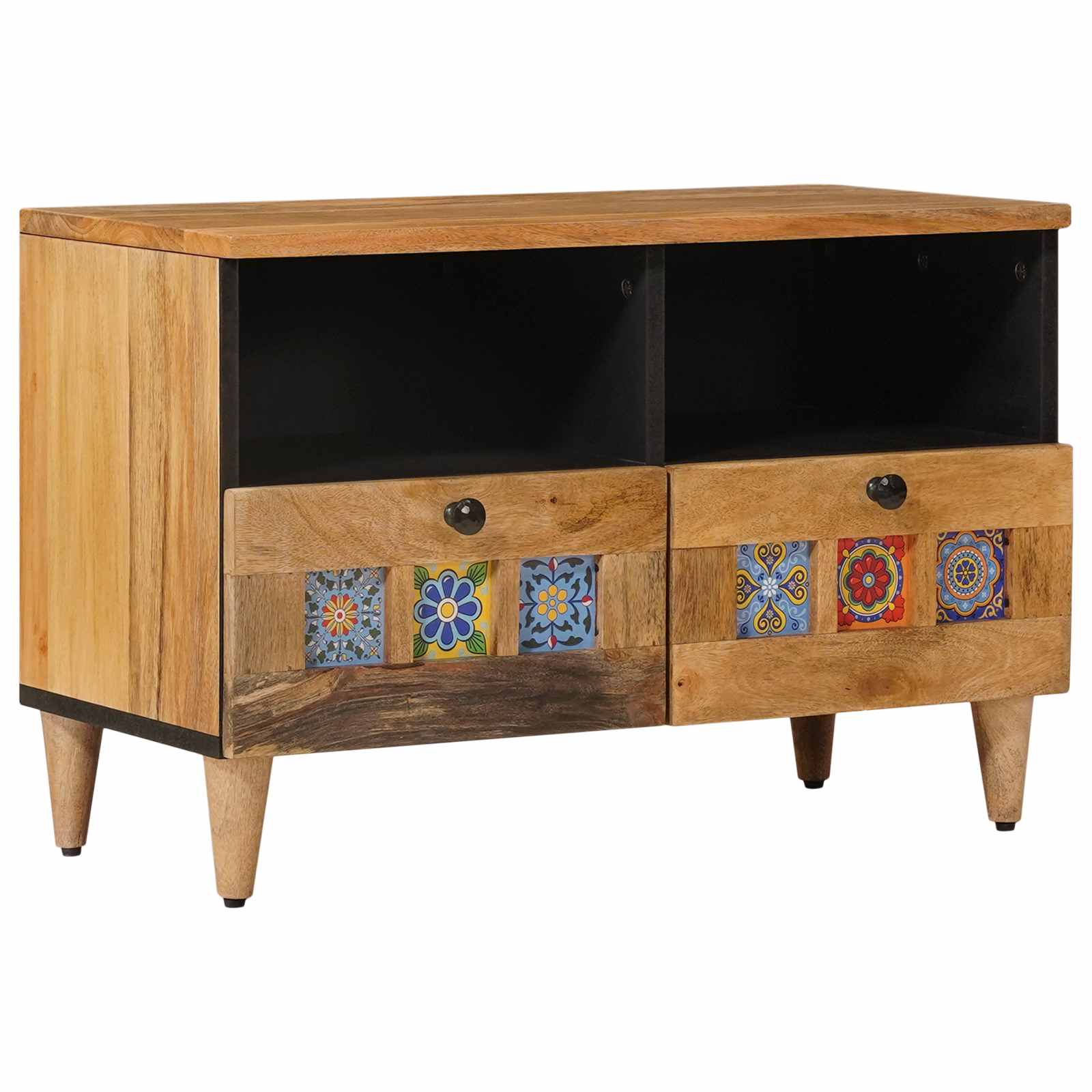 TV-Schränk mit Regal Walnuss 70 x 33 x 46 cm Massivholz Mango