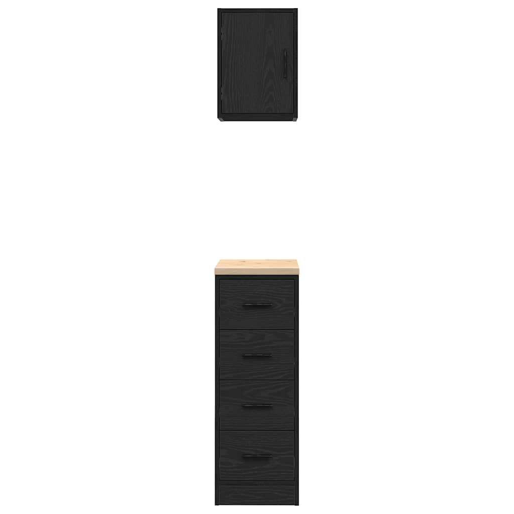 Garagenschränke 2 Stk. Schwarz Holzwerkstoff