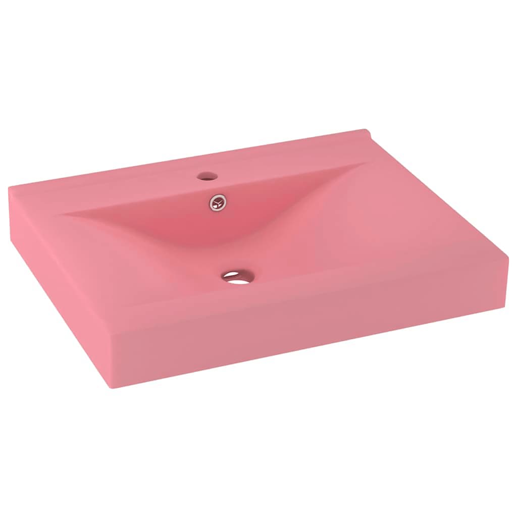 Luxus-Waschbecken mit Hahnloch Matt-Weiß 60x46 cm Keramik