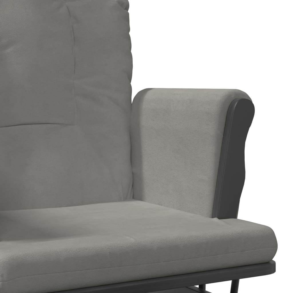 Schaukelsessel mit Hocker Gleitend Dunkelgrau Stoff